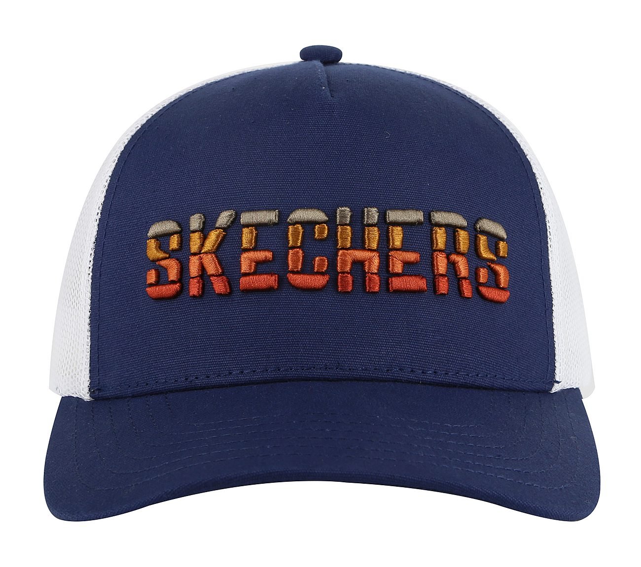 TEXTURED LOGO TRUCKER HAT, CHARCOAL/NAVY Accessories Bottom View