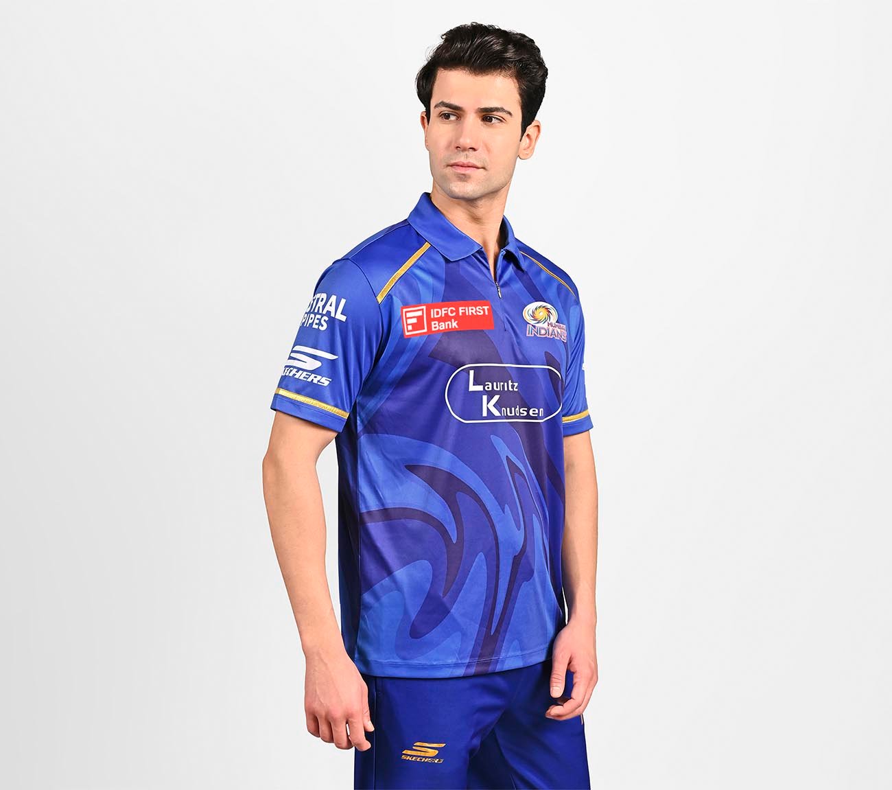 MUMBAI INDIANS: IPL FAN JERSEY 2025, ROYAL/NAVY/LIME Apparel Right View