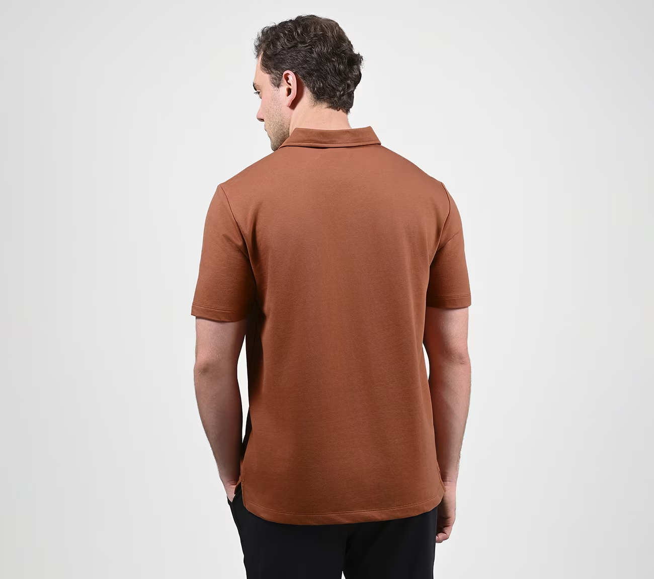 EARTH TERRY POLO, ORANGE/BROWN Apparel Left View