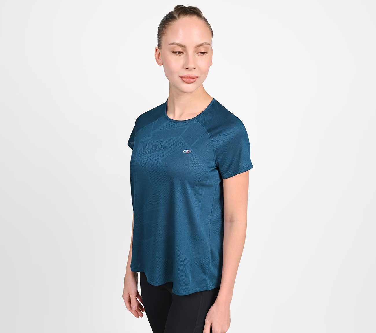 RAGLAN SLEEVE WITH OVERLAP BACK T-SHIRT, NAVY Apparel Right View