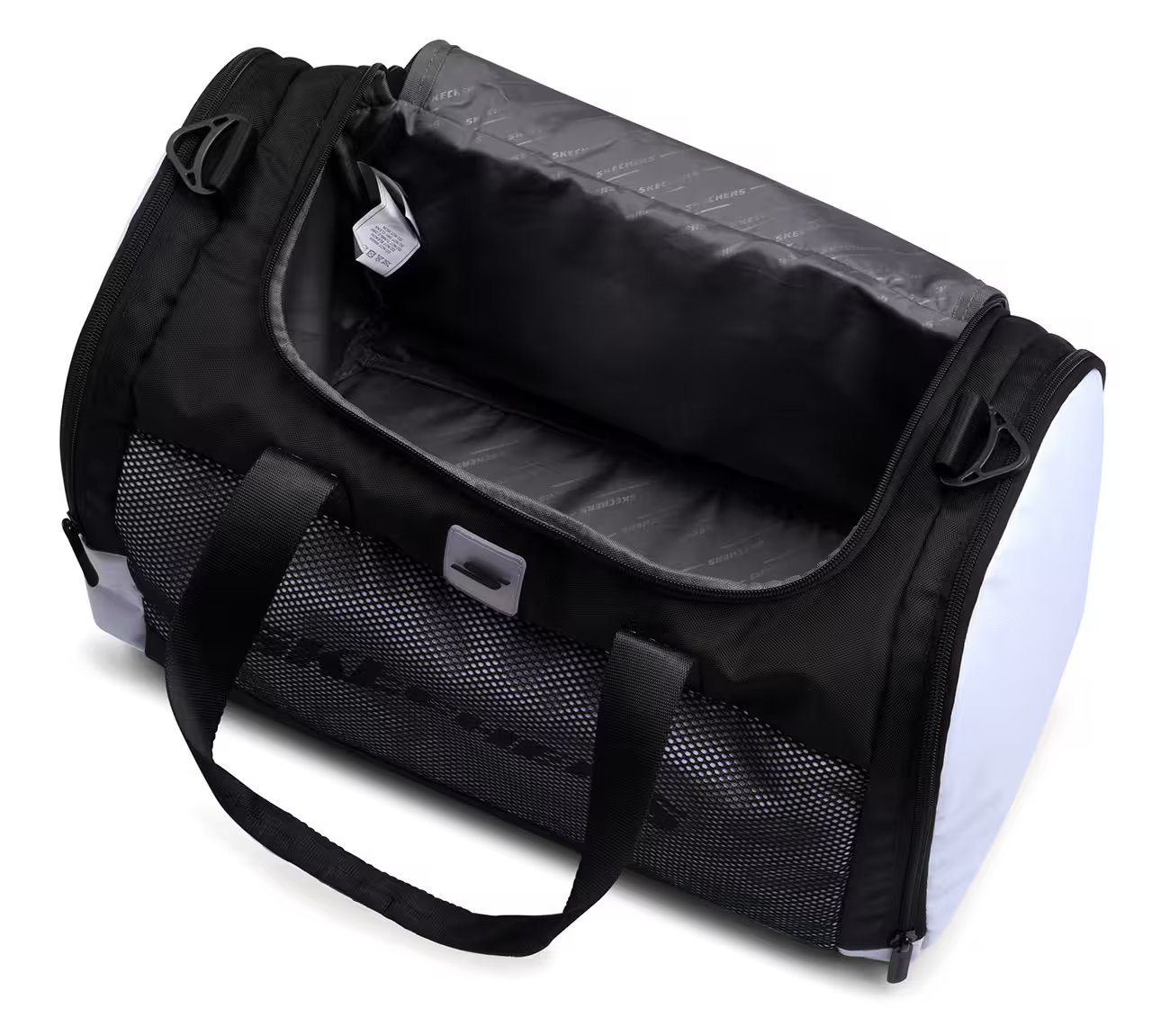 MONOCHROME DUFFLE BAG WITH MESH DETAILED, BLACK/WHITE Accessories Left View