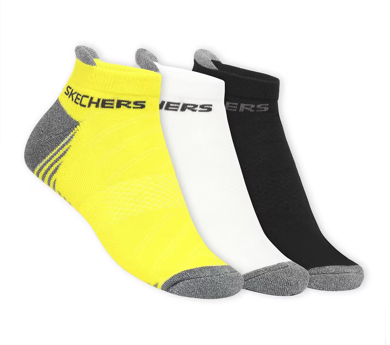 3 Pack MENS HALF TERRY LOW CUT SOCKS, BLACK/YELLOW Accessories Lateral View