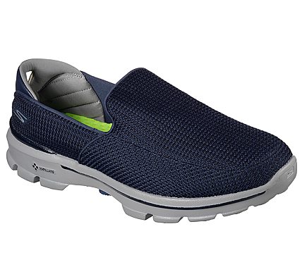 GO WALK 3 -, NAVY/GREY Footwear Lateral View