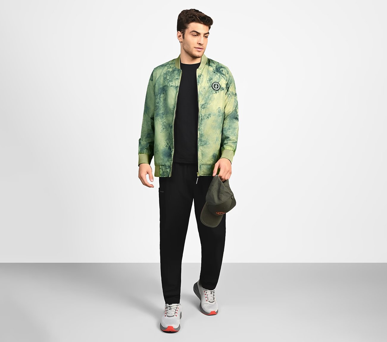 OASIS SMOKE BOMBER JACKET, LIGHT GREY/GREEN Apparel Right View