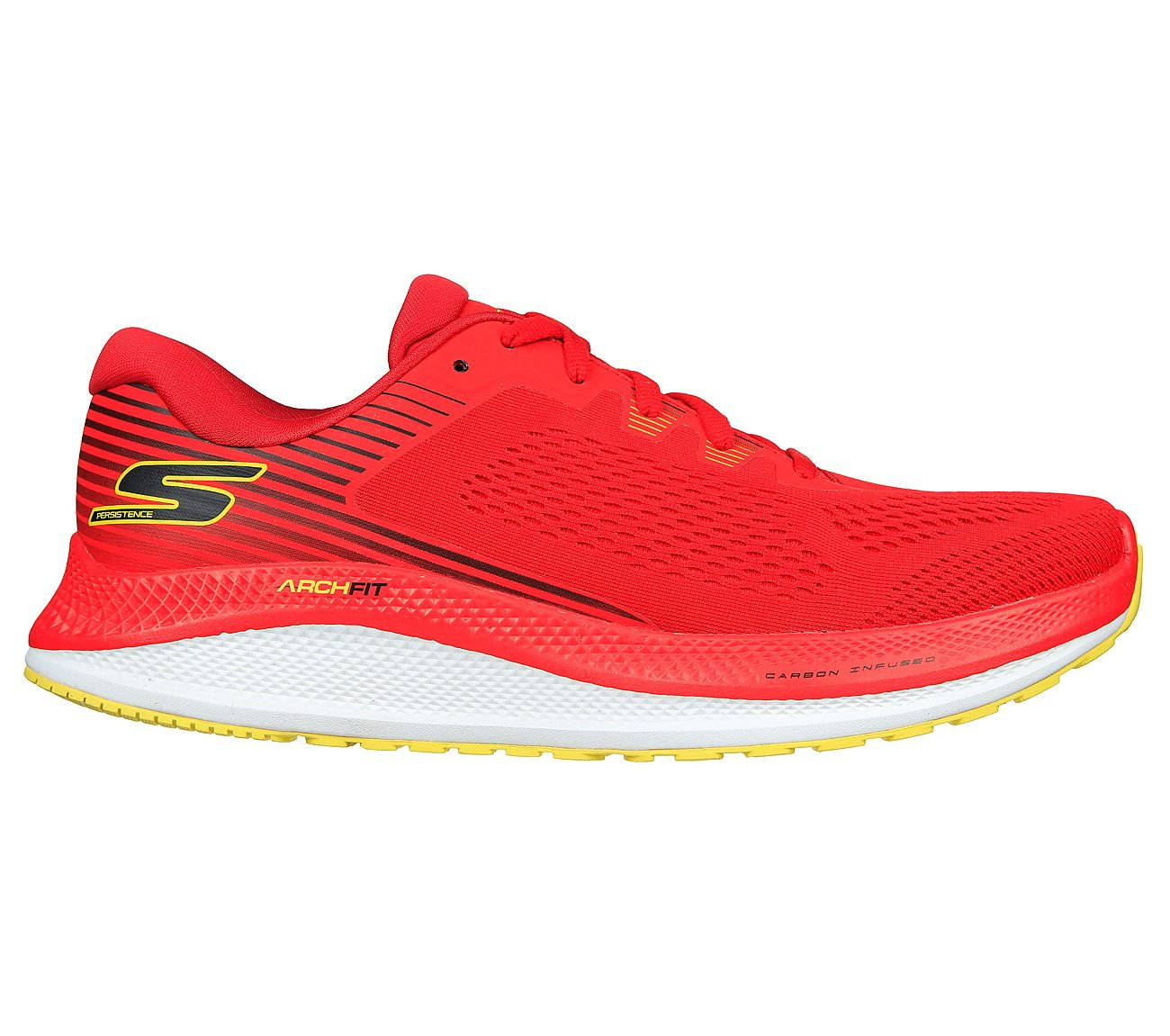 GO RUN PERSISTENCE, RED/YELLOW Footwear Lateral View