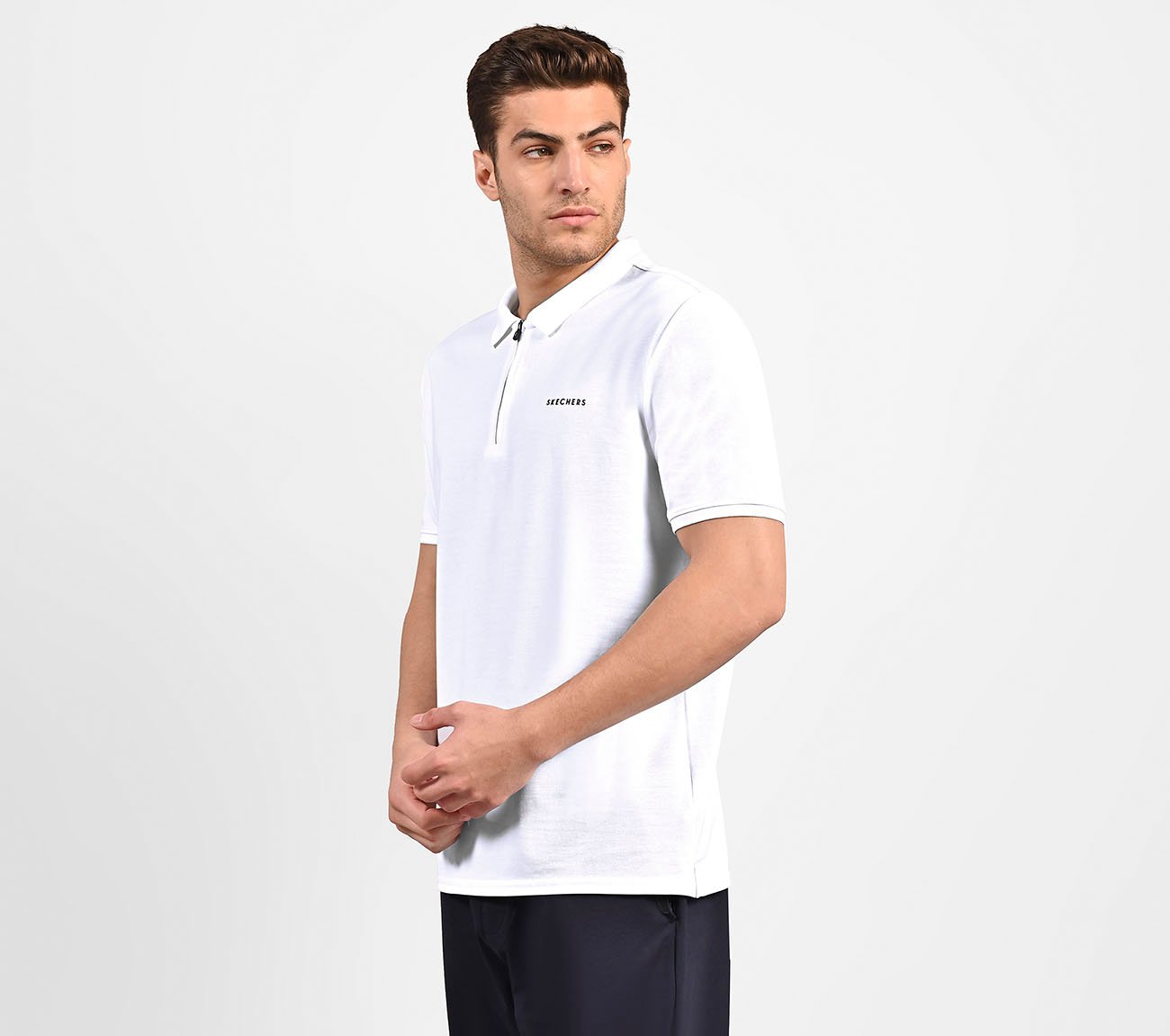 CONTRAST TIPPING POLO, WHITE Apparel Top View