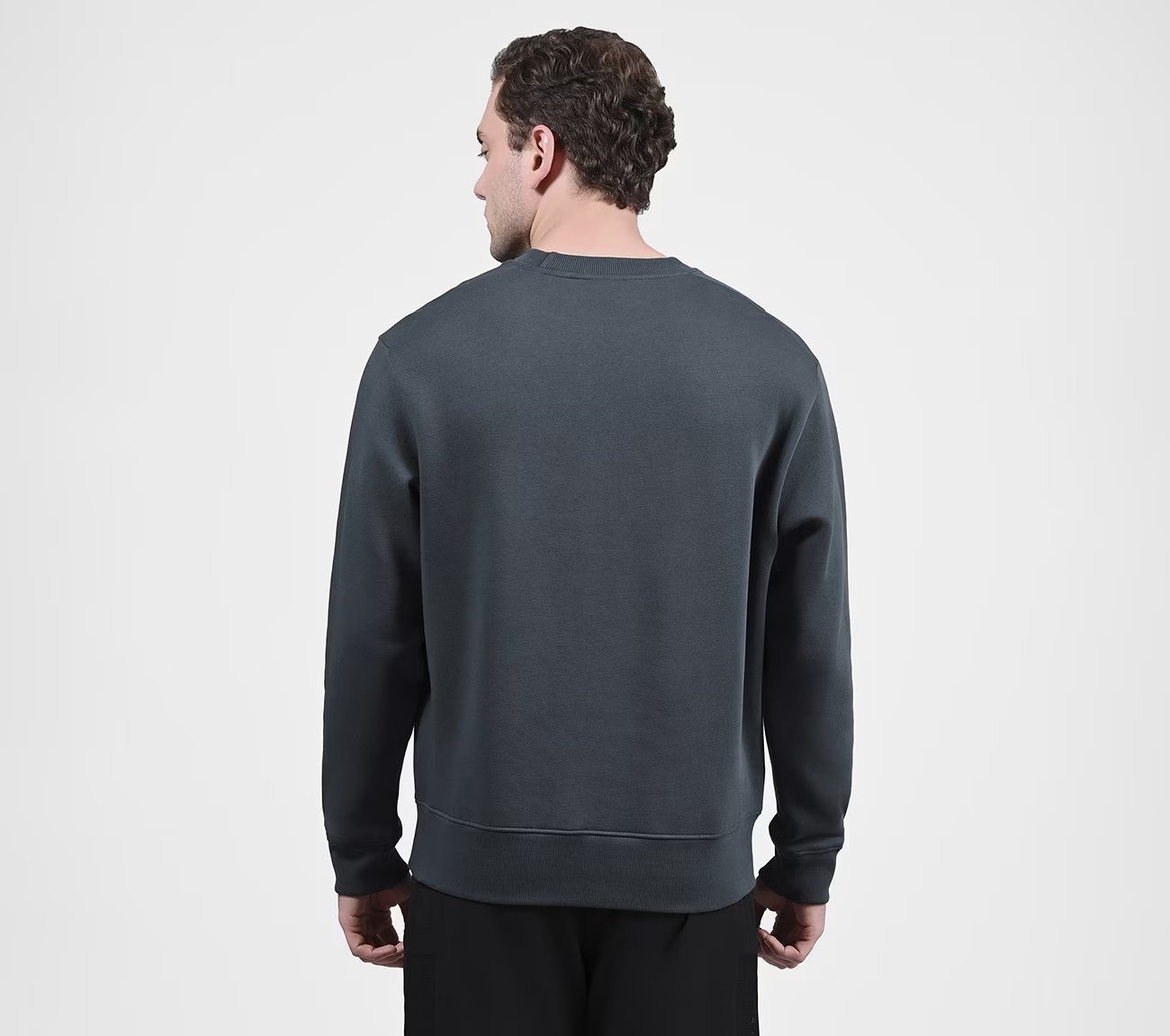 SKECH-SWEATS NY CREW, CHARCOAL/NAVY Apparel Left View