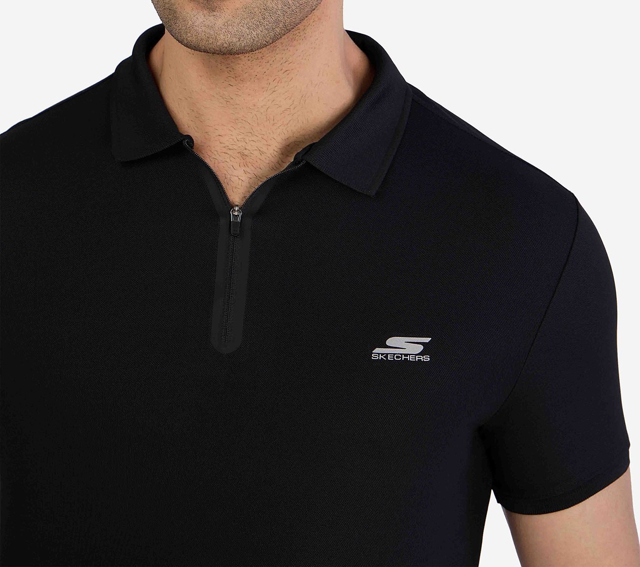 MENS 1/4 ZIP POLO, BLACK Apparel Right View