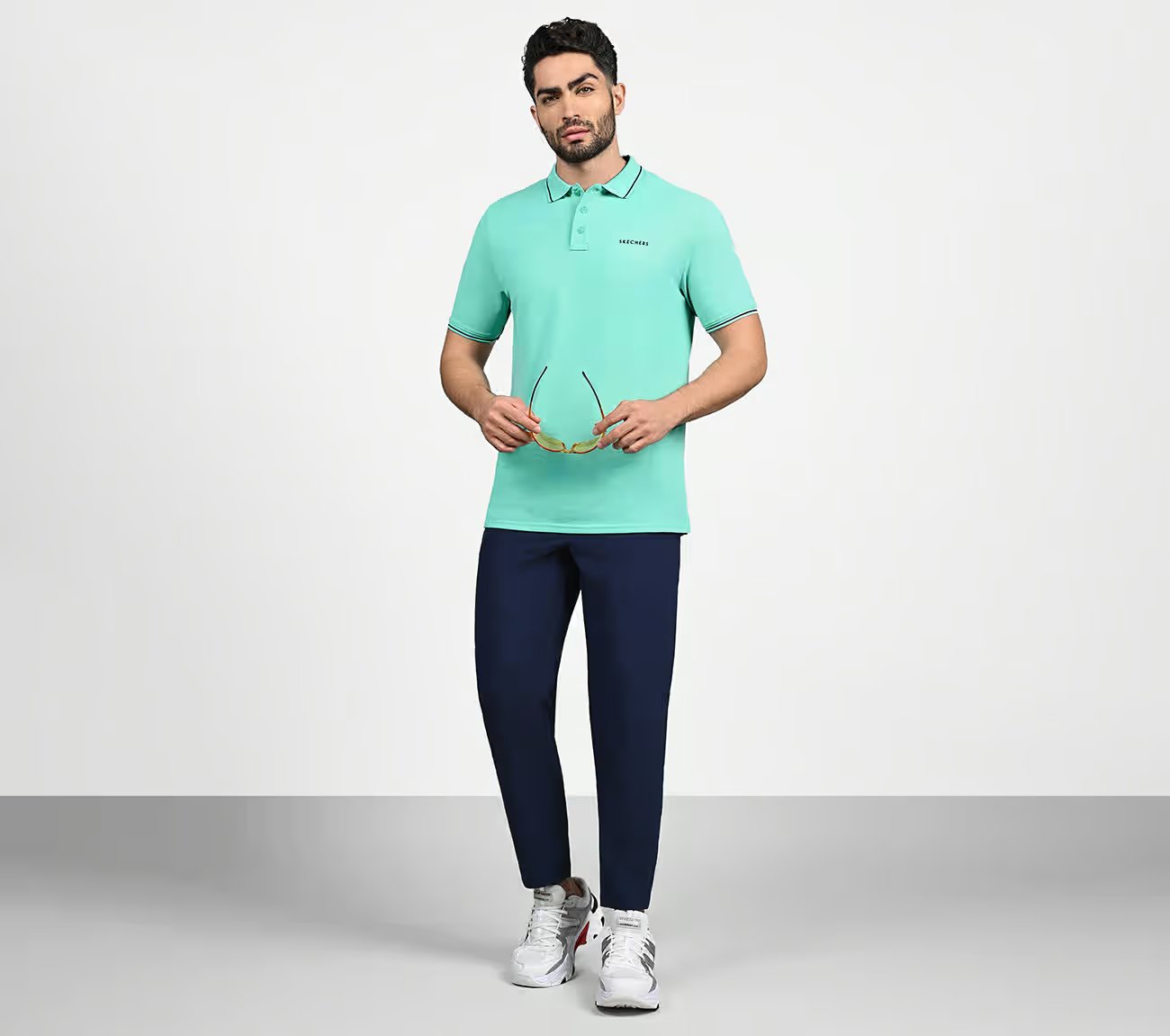 SKECHERS EVERYDAY POLO, AQUA Apparel Right View