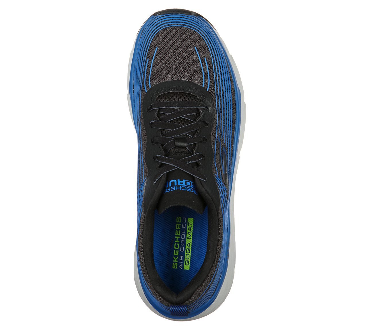 MAX CUSHIONING ELITE, BLACK/BLUE Footwear Top View