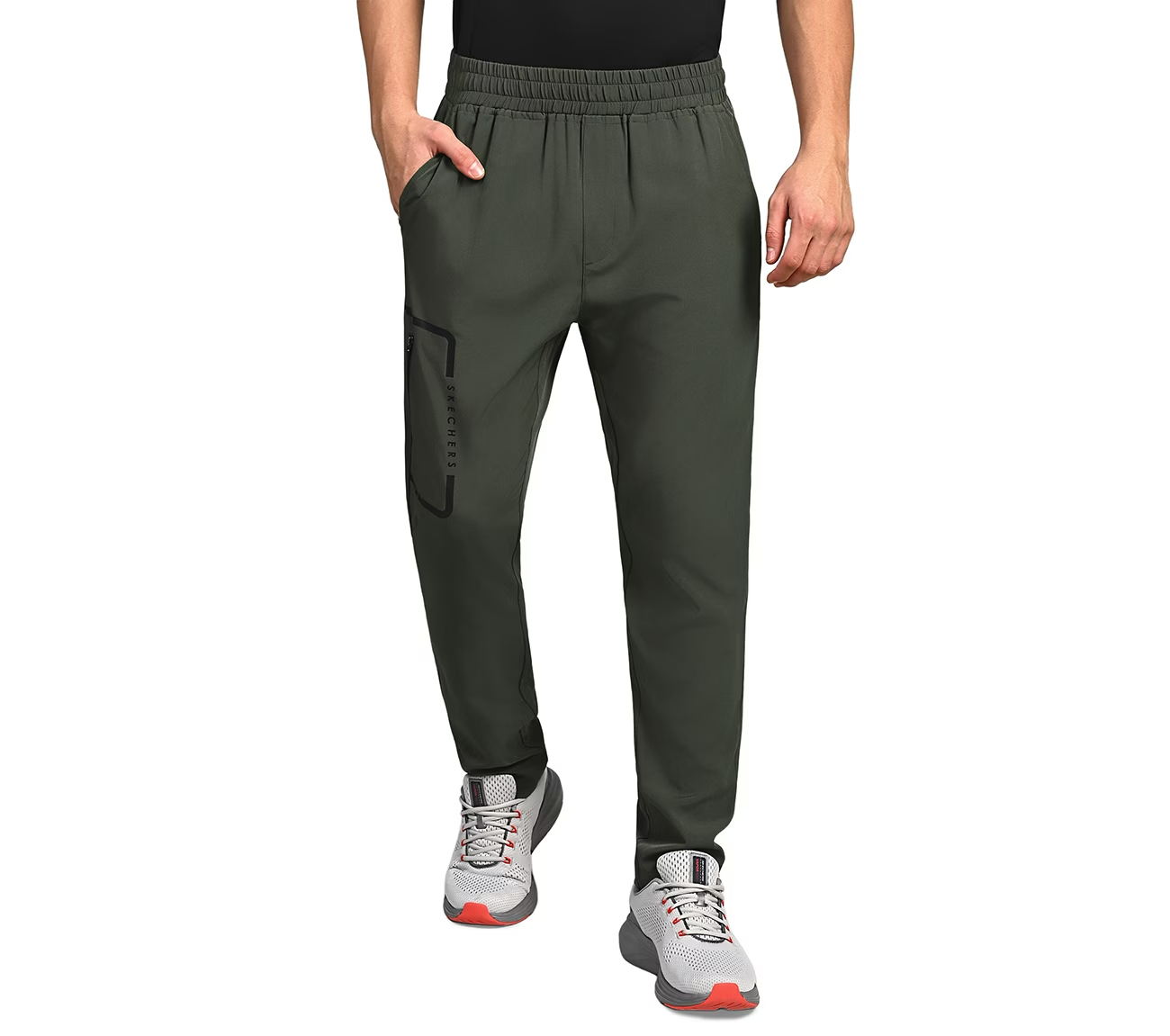 ESSENTIAL WALKER PANTS, OLIVE/BLACK Apparel Lateral View