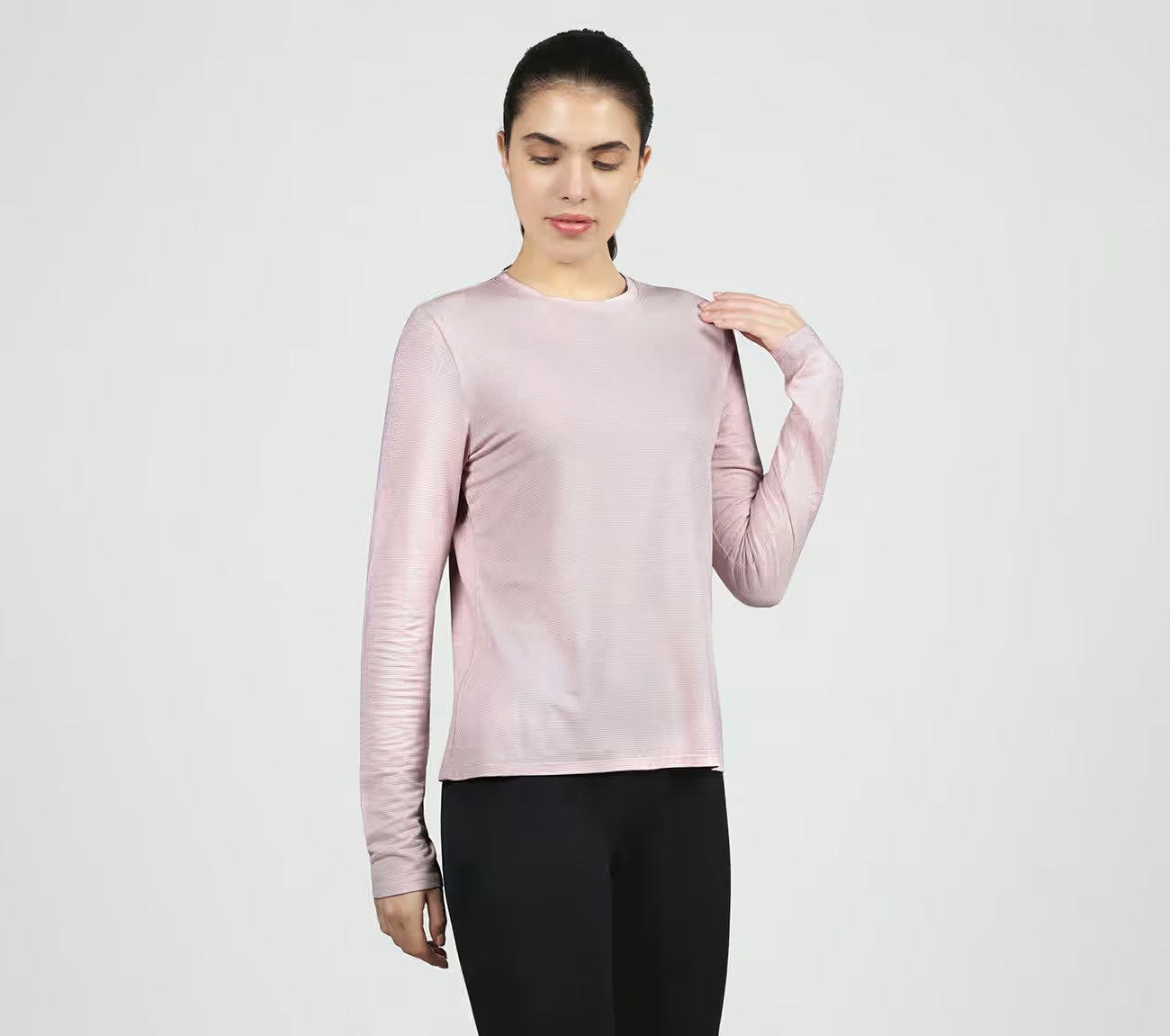 SHIMMER STRIPE LONG SLEEVE, LAVENDER/PINK Apparel Bottom View