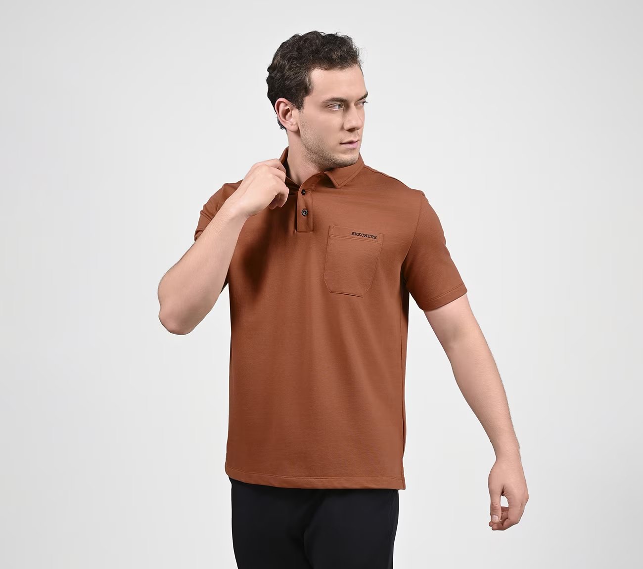 EARTH TERRY POLO, ORANGE/BROWN Apparel Top View