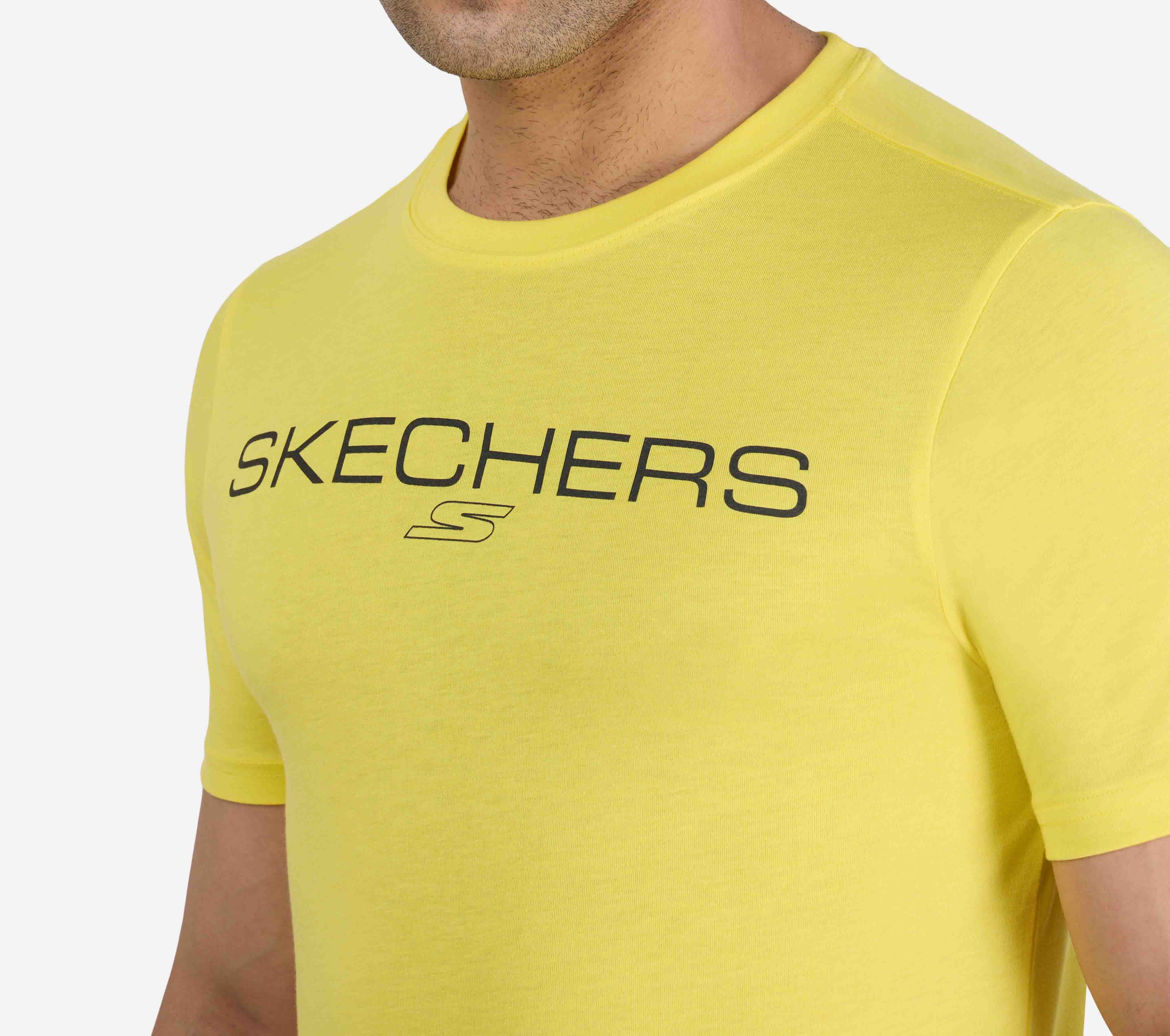 SKECHERS PERFORMANCE T-SHIRT, YELLOW GREY Apparel Right View