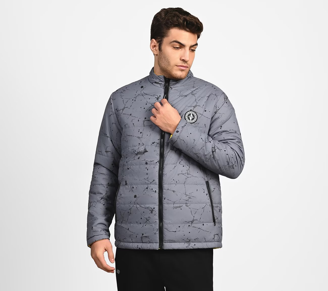 OASIS SPLATTER PUFFER, Grey Apparel Lateral View