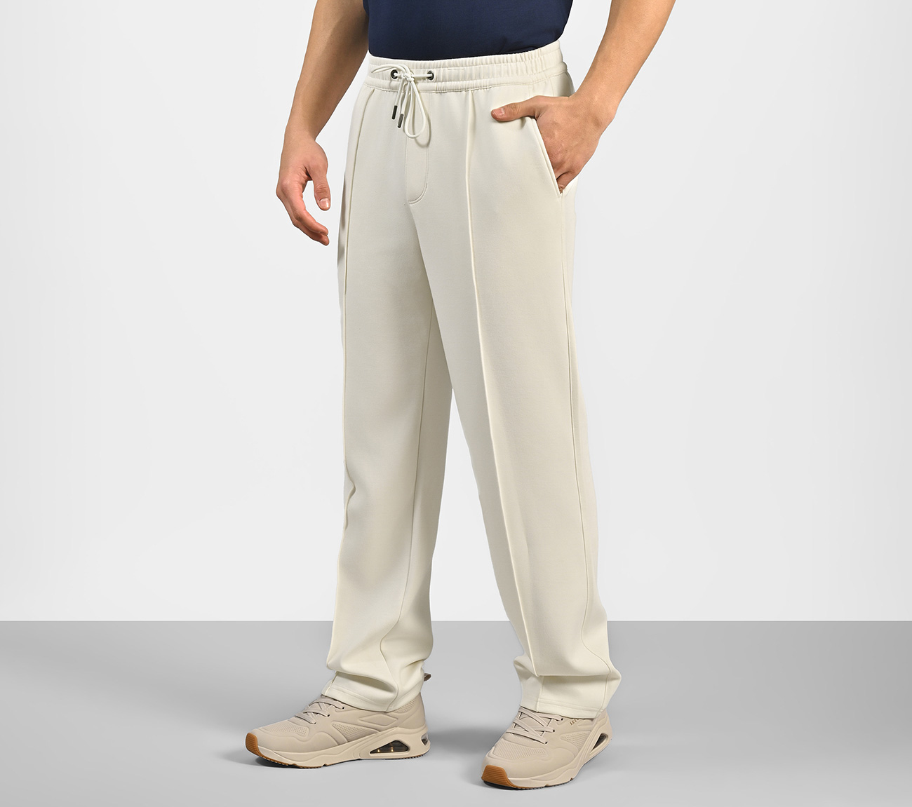 PERFORMANCE TRACK PANT, NATURAL/GREY Apparel Top View