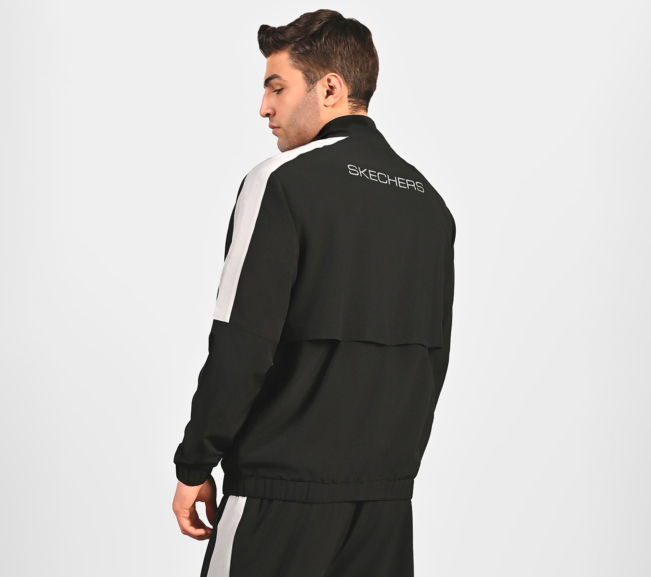 MENS COLORBLOCK TRACK JACKET, BLACK Apparel Left View