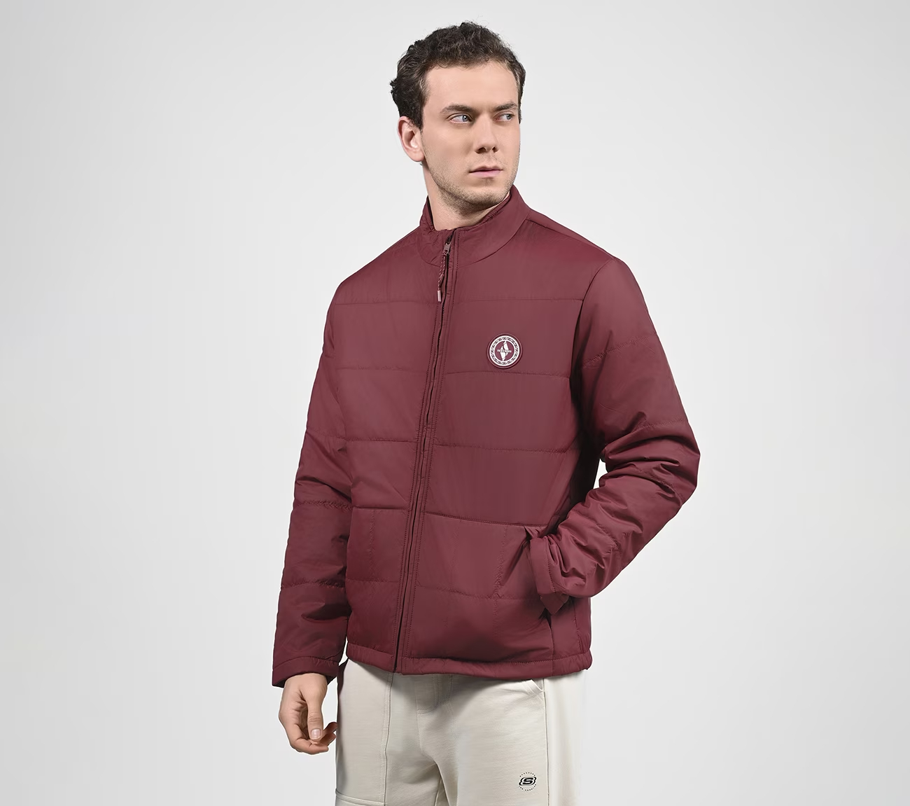 PUFFER FZ JACKET, DDARK RED Apparel Top View