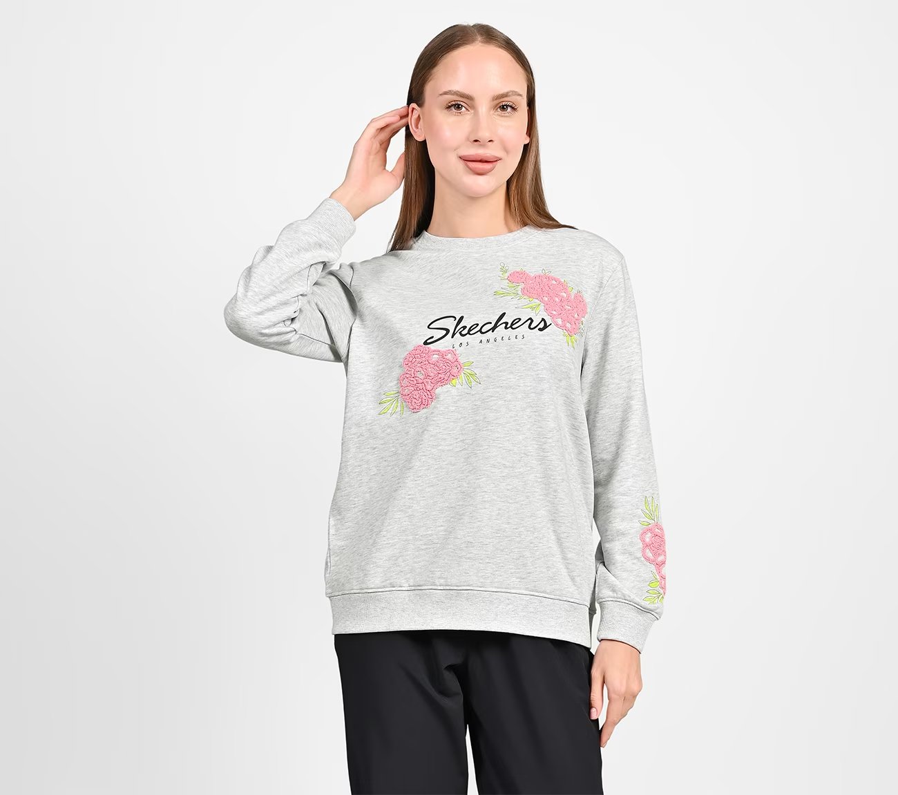 EARTH FLORAL BRANDING SWEATSHIRT, LIGHT GREY Apparel Lateral View