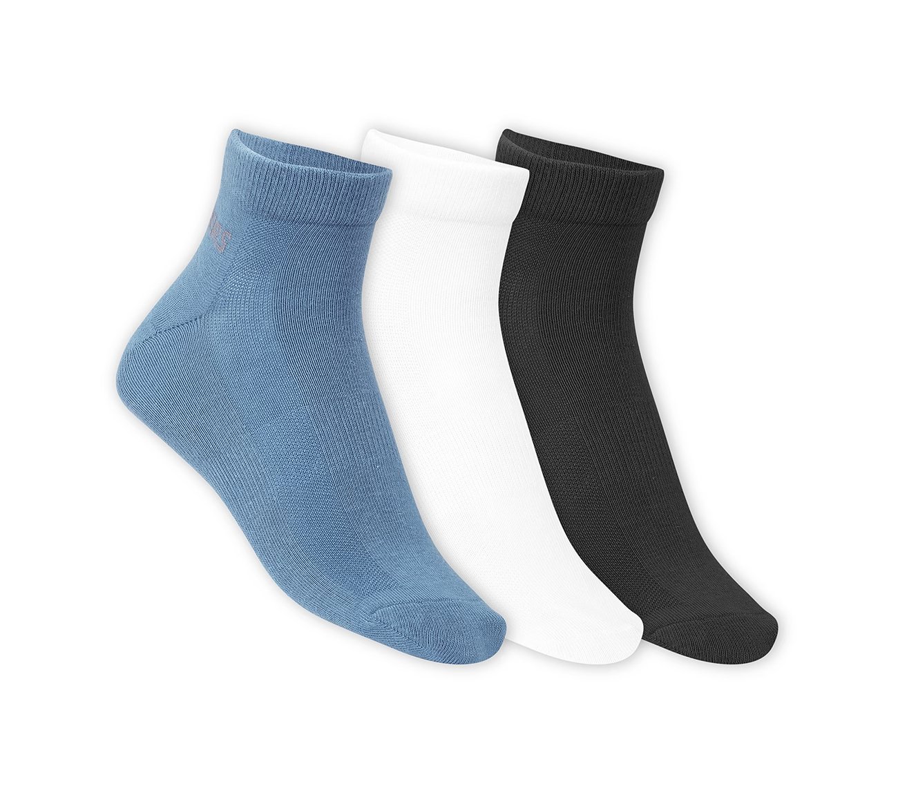 3 Pack of Mens Non Terry Ankle, WHITE/BLACK/BLUE Accessories Lateral View