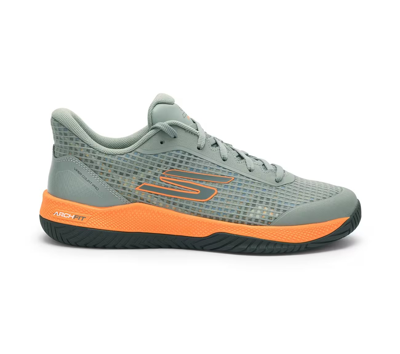 Skechers Viper Court Pro - Pickleball, GRAY/ORANGE Footwear Lateral View