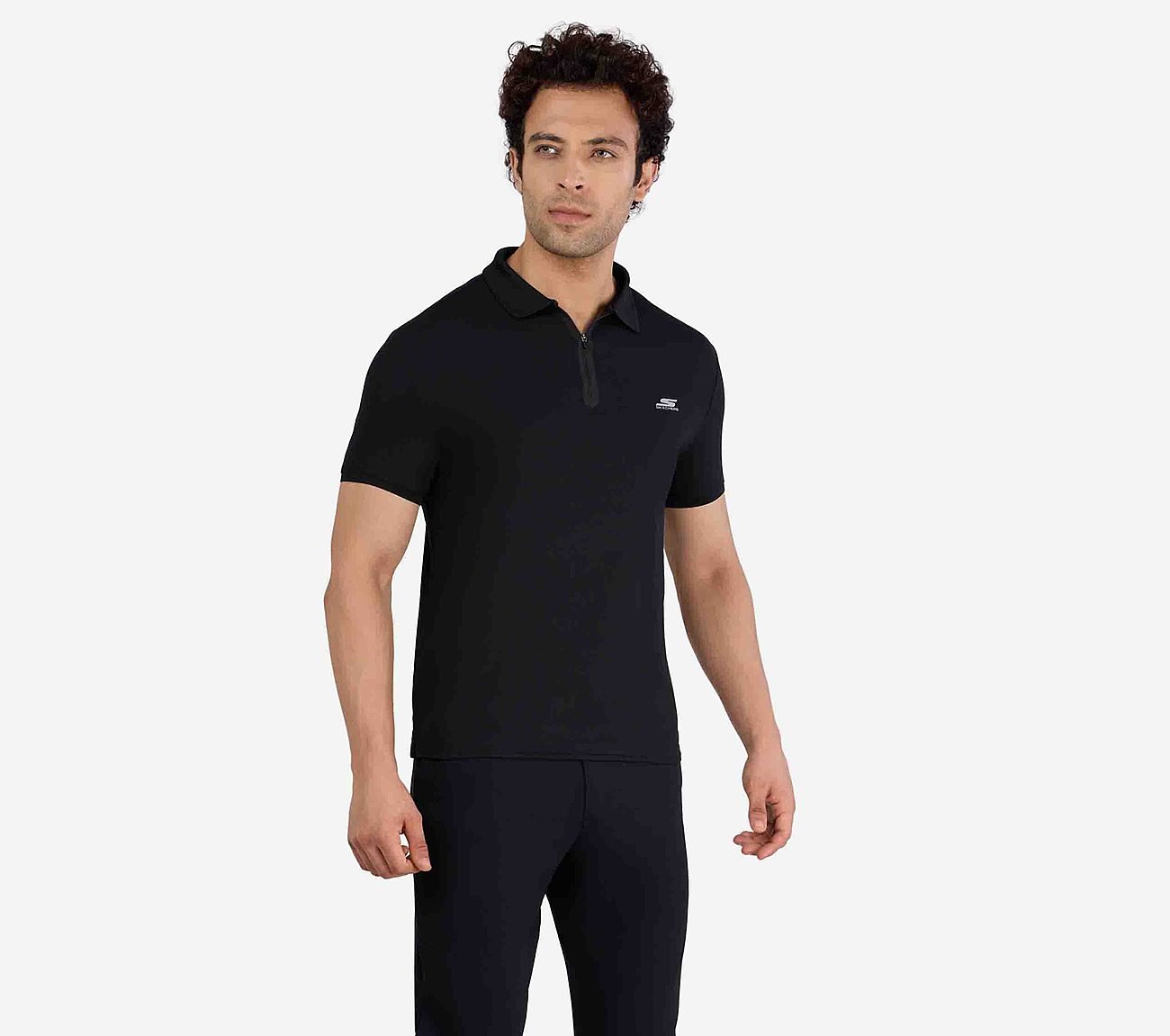 MENS 1/4 ZIP POLO, BLACK Apparel Left View