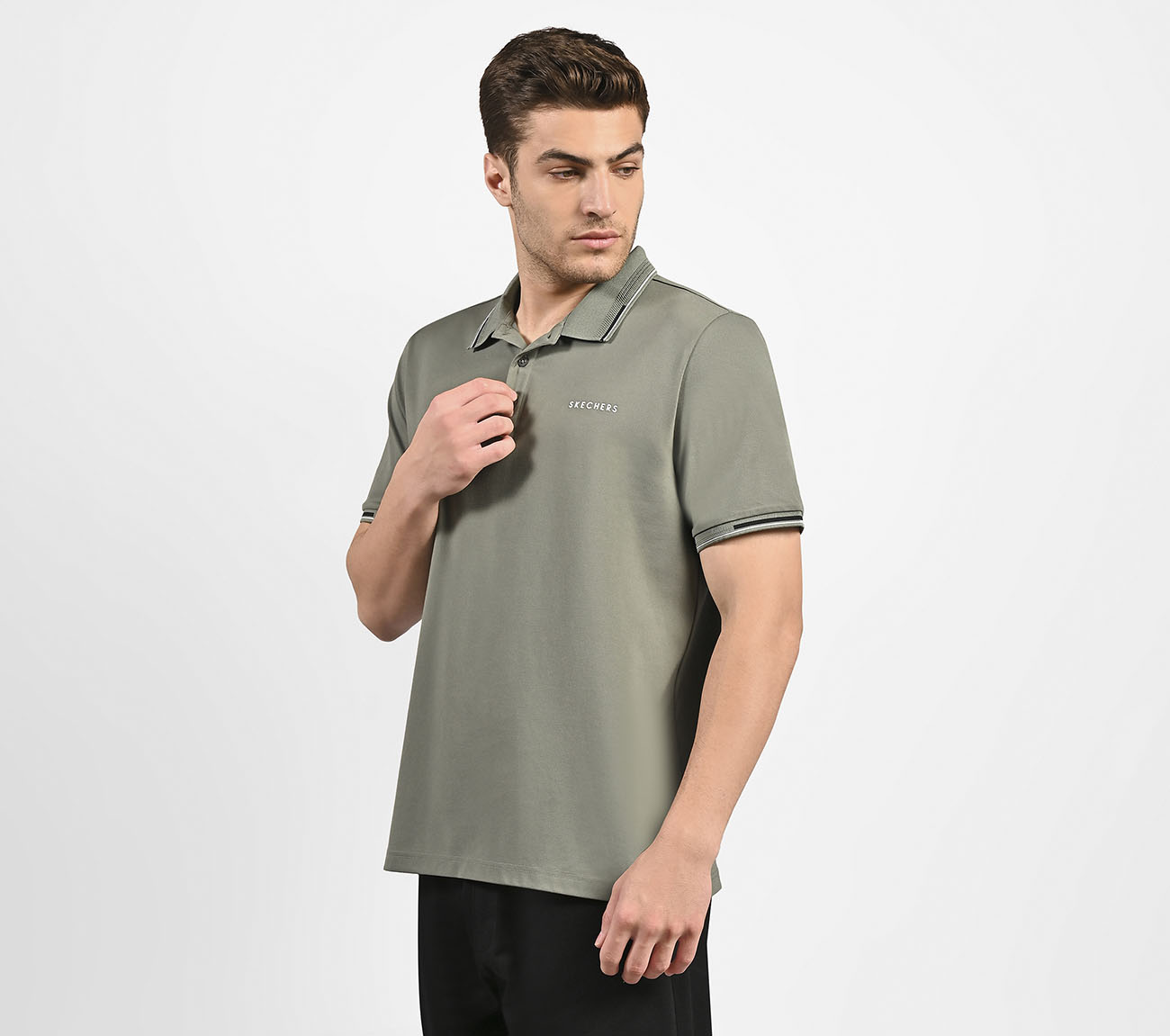 MENS TIPPING POLO, BURGUNDY/GREEN Apparel Top View