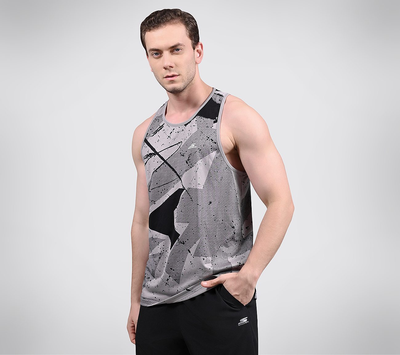 FIRFLY AOP TANK, WHITE/GREY/BLUE Apparel Top View