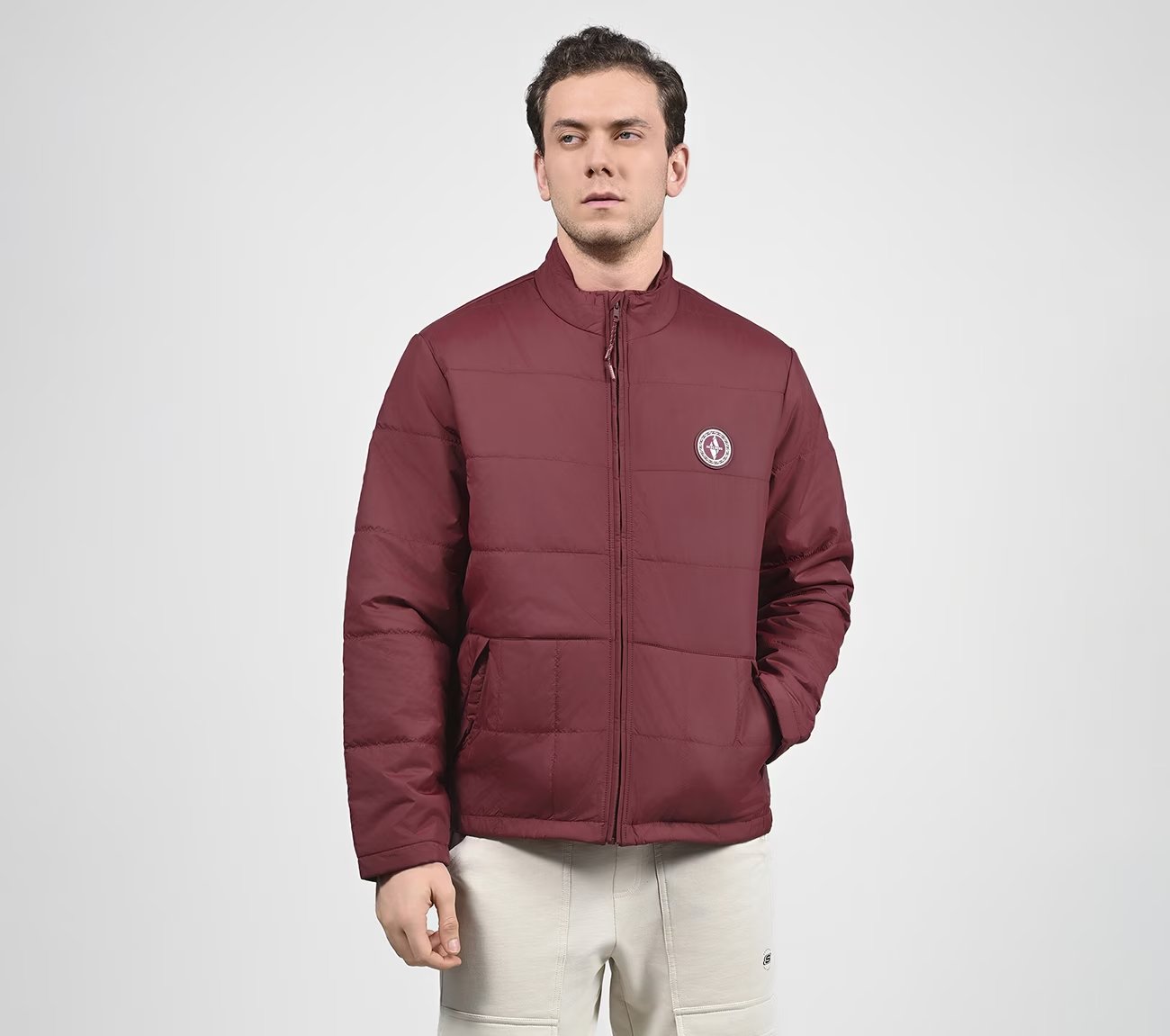 PUFFER FZ JACKET, DDARK RED Apparel Lateral View