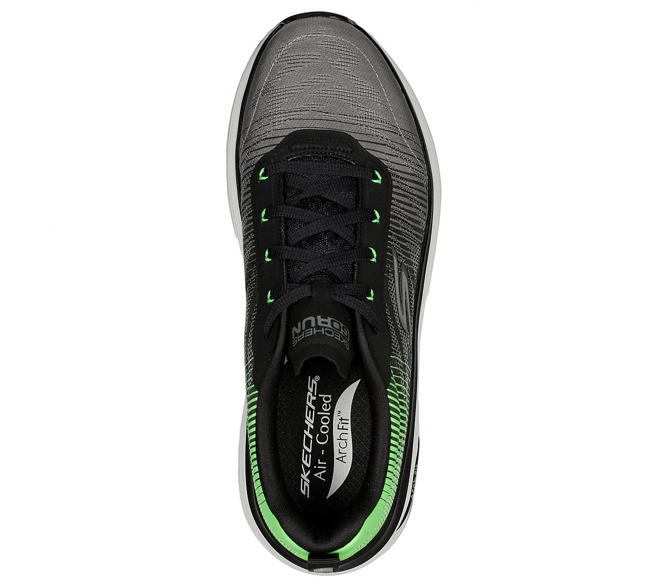 MAX CUSHIONING ARCH FIT - COM, BLACK/GREEN Footwear Top View