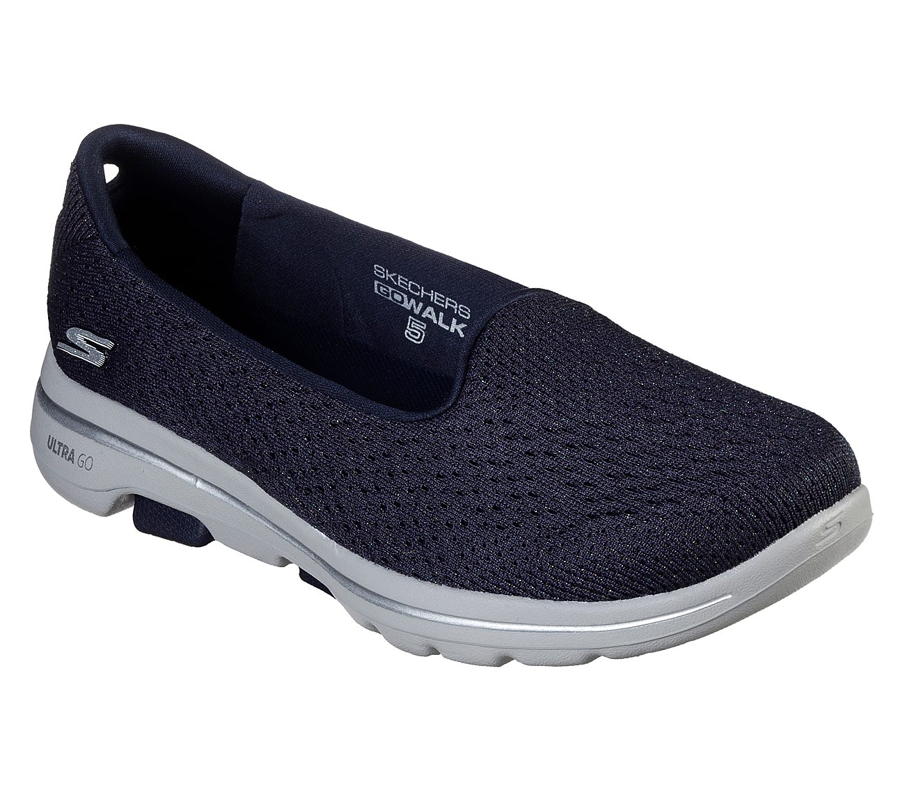 GO WALK 5 - SPARKLE, NAVY/GREY Footwear Lateral View