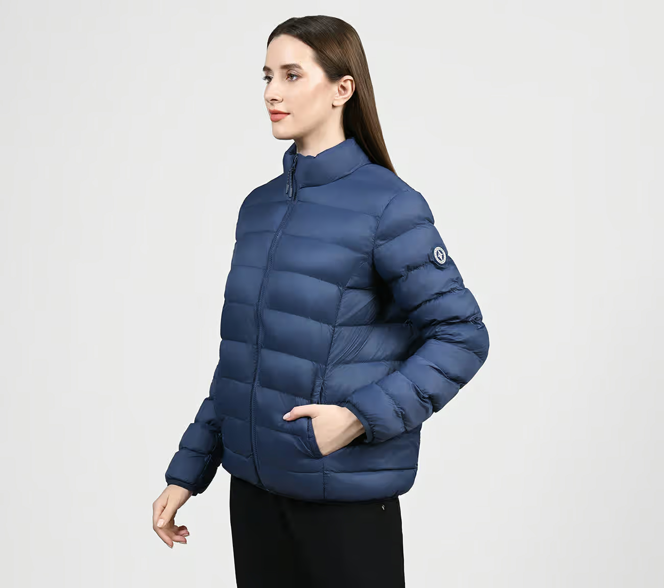 PUFFER FZ JACKET, BLUE/NAVY Apparel Top View