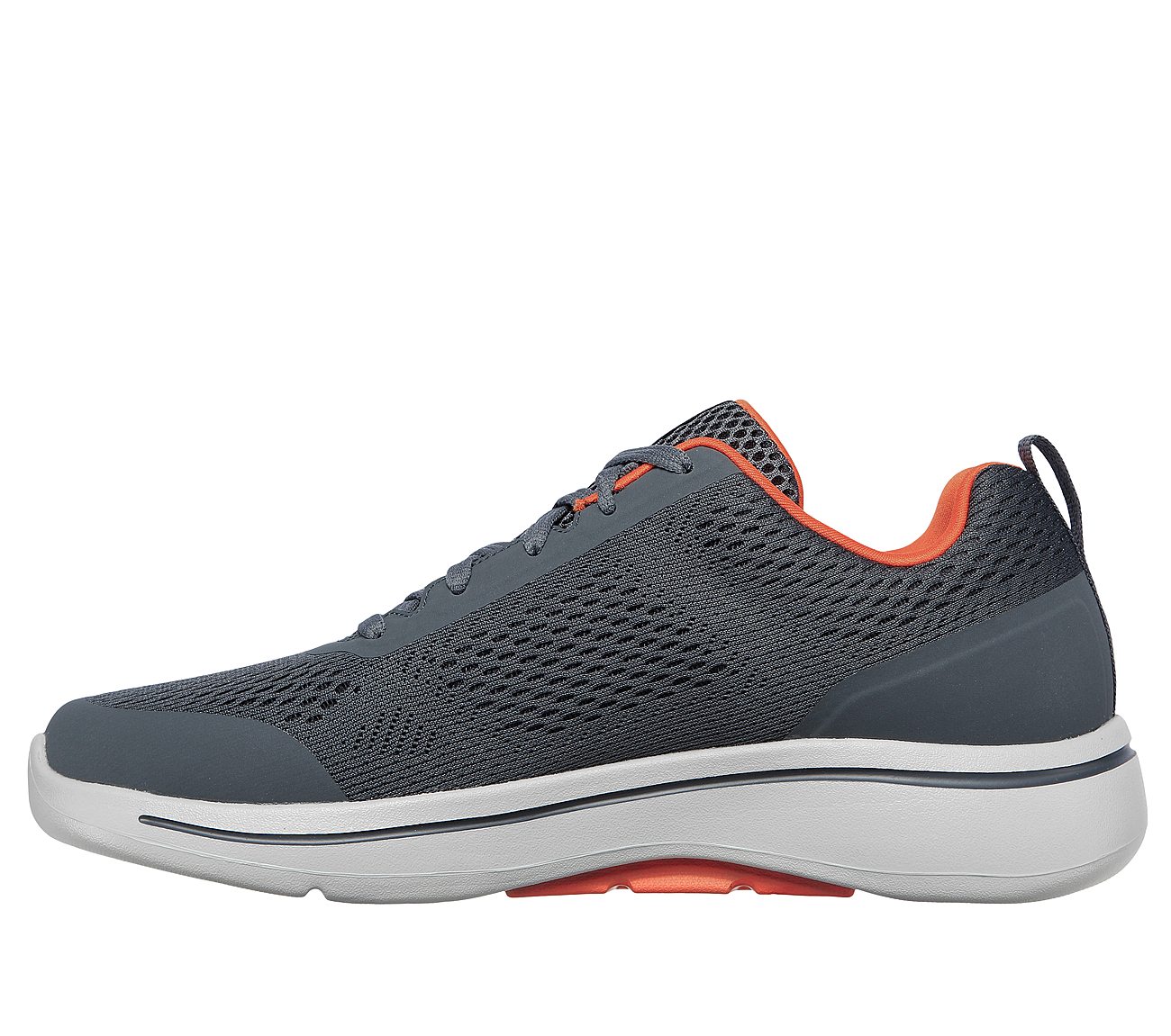 Skechers Charcoal/Orange Go Walk Arch Fit Idyllic Mens Lace Up Shoes ...