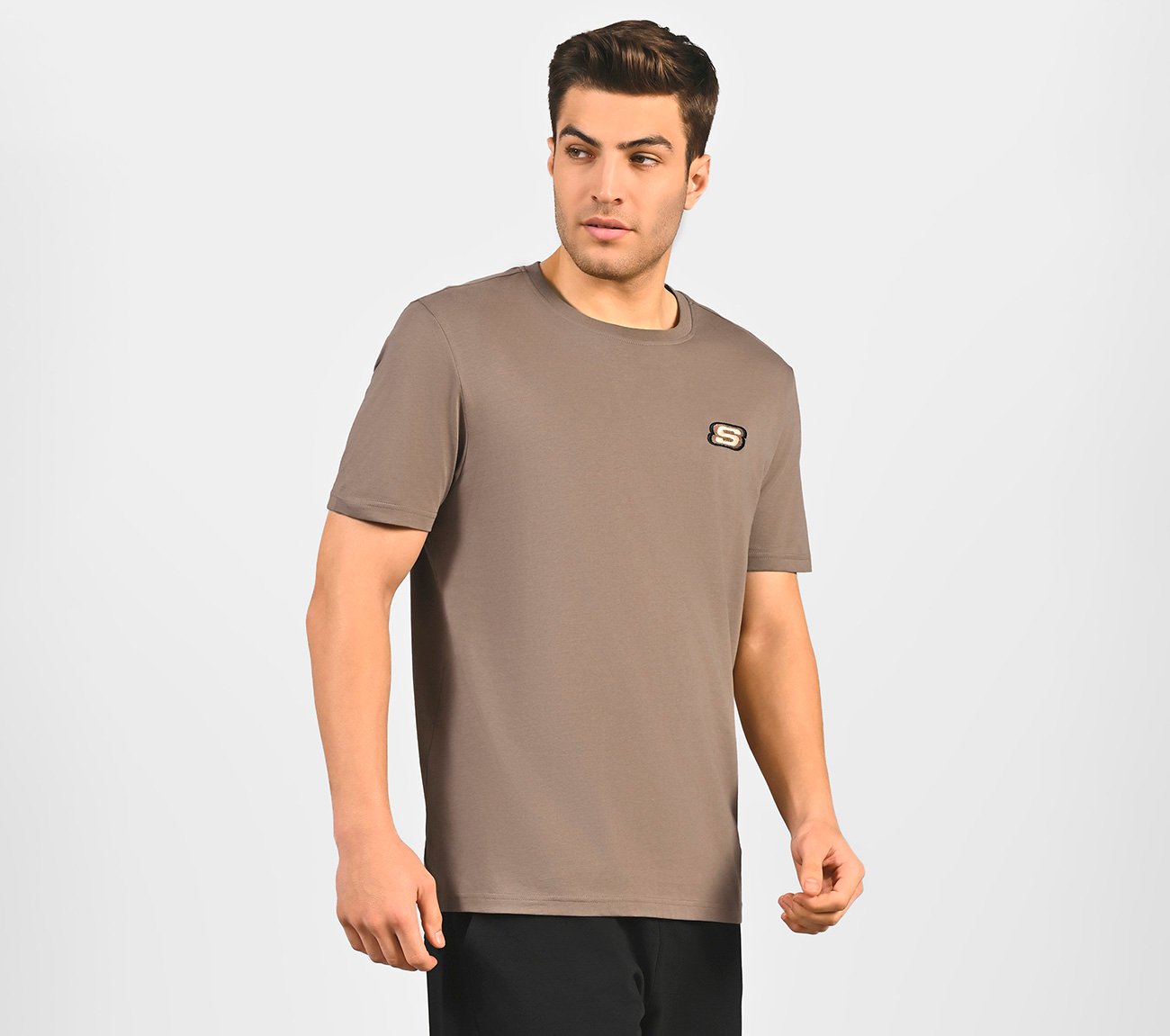 MENS BASIC LOGO  CREW NECK, BROWN Apparel Bottom View