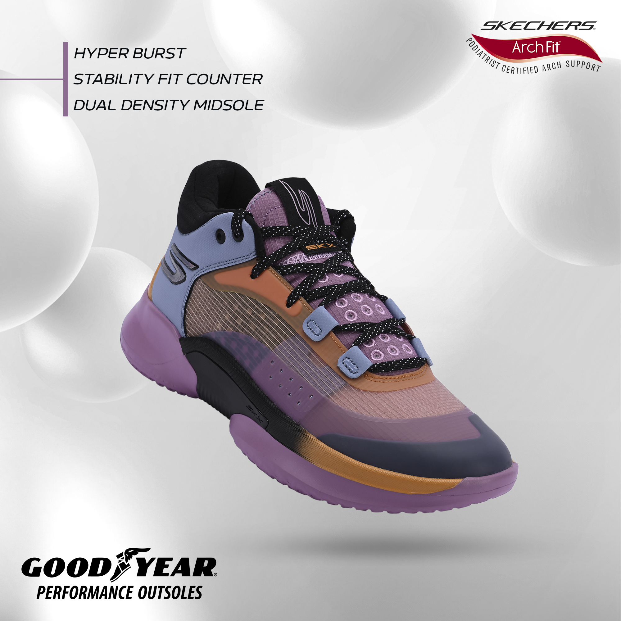 SKX RESAGRIP- Basketball, PURPLE MULTI Footwear Right View