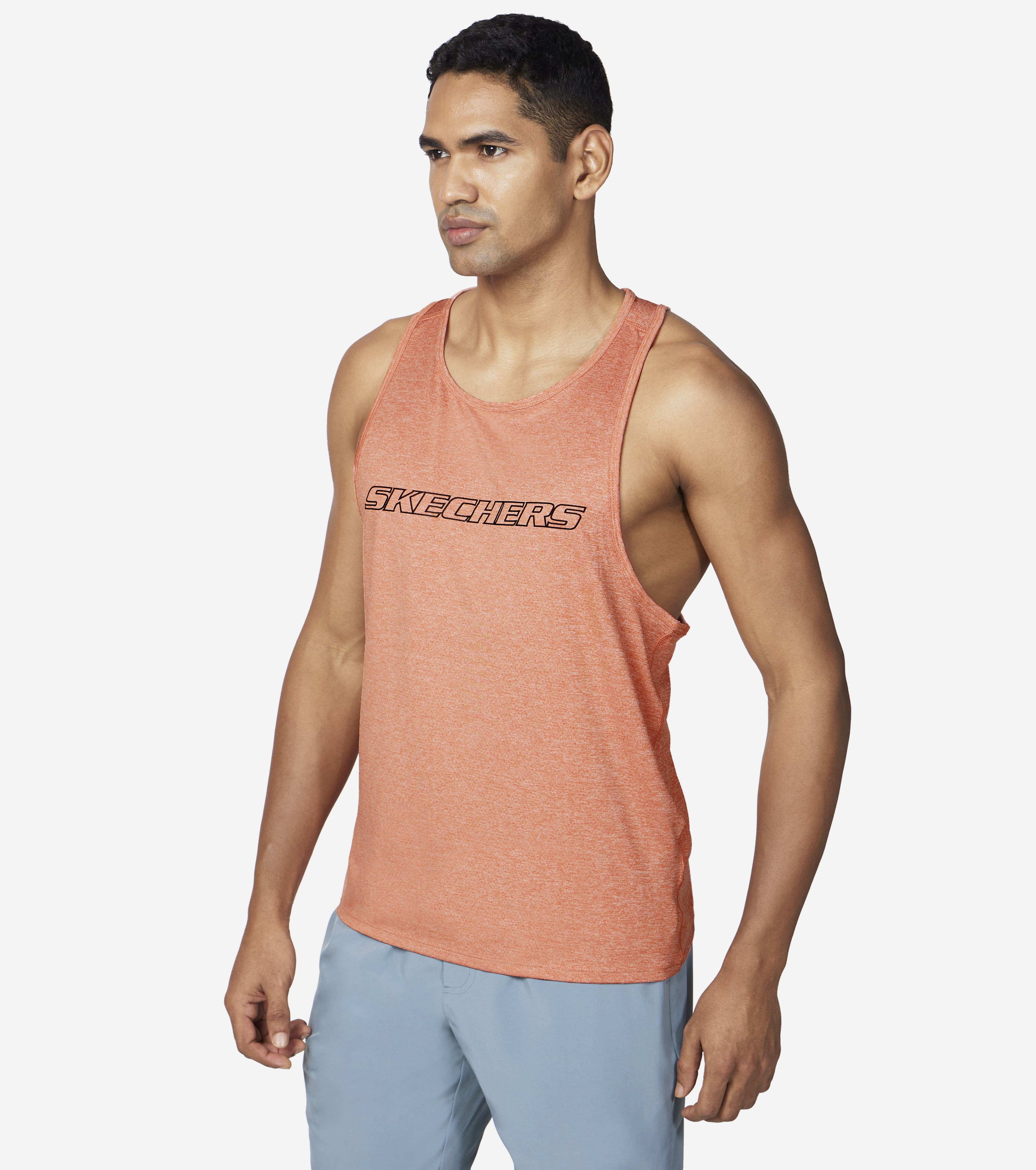 GODRI SKECH-AIR OUTPACE TANK, CORAL/LIME Apparels Top View