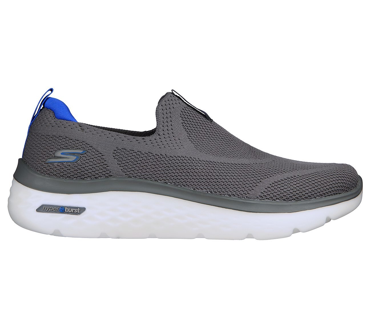 Skechers Charcoal/Blue Go Walk Hyper Burst Mens Slip On Shoes - Style ...