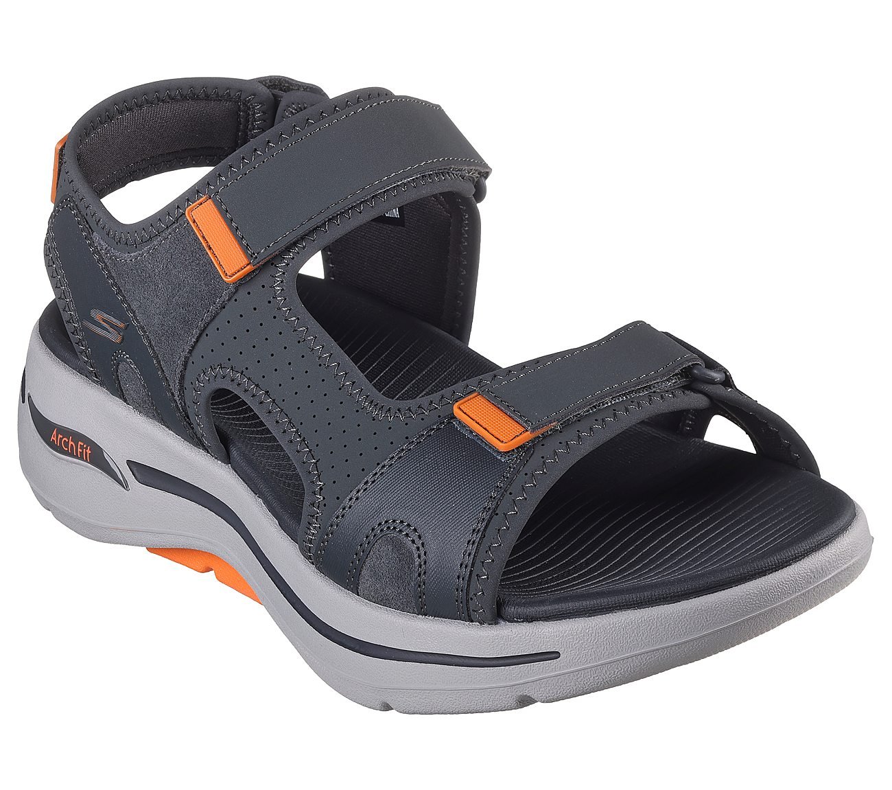 GO WALK ARCH FIT SANDAL-MISSI, CHARCOAL/ORANGE Footwear Right View