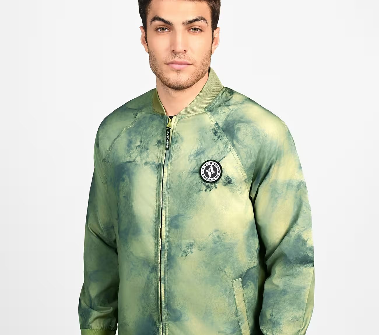 OASIS SMOKE BOMBER JACKET, LIGHT GREY/GREEN Apparel Left View