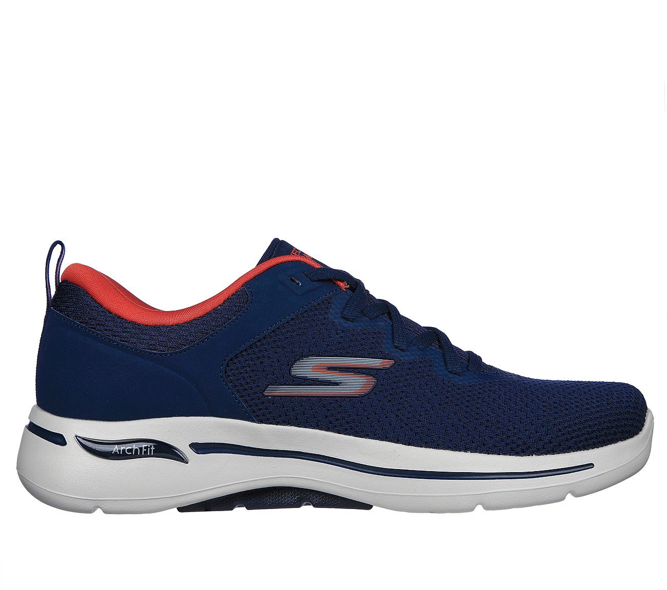 Skechers Navy Go Walk Arch Fit Clinton Mens Lace Up Shoes Style ID ...