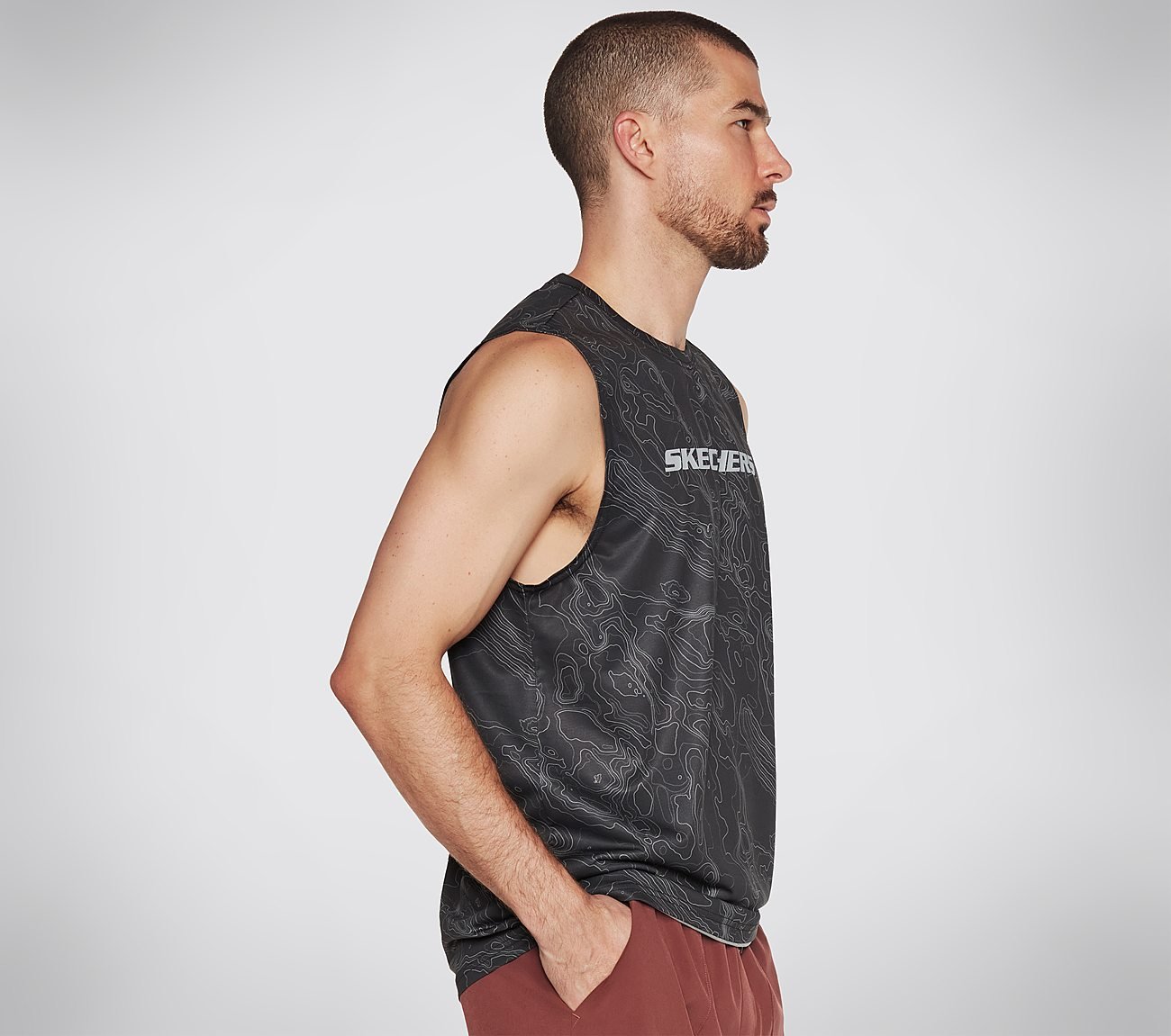 ON THE ROAD TOPO TANK, BLACK/OLIVE Apparel Bottom View