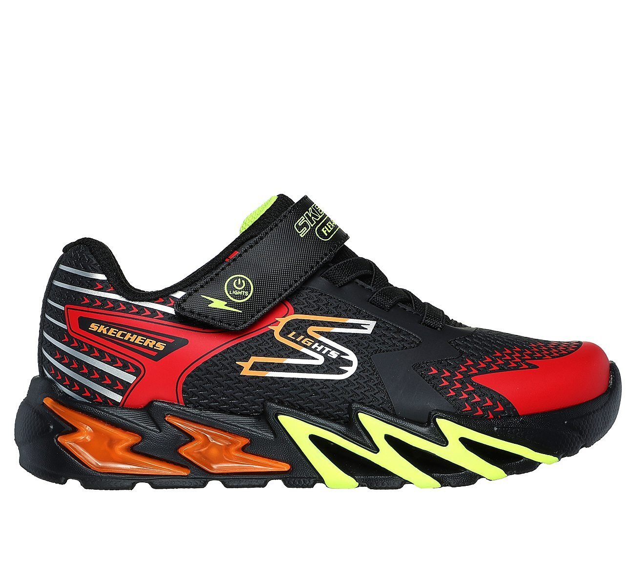 FLEX-GLOW BOLT, BLACK/RED Footwear Lateral View