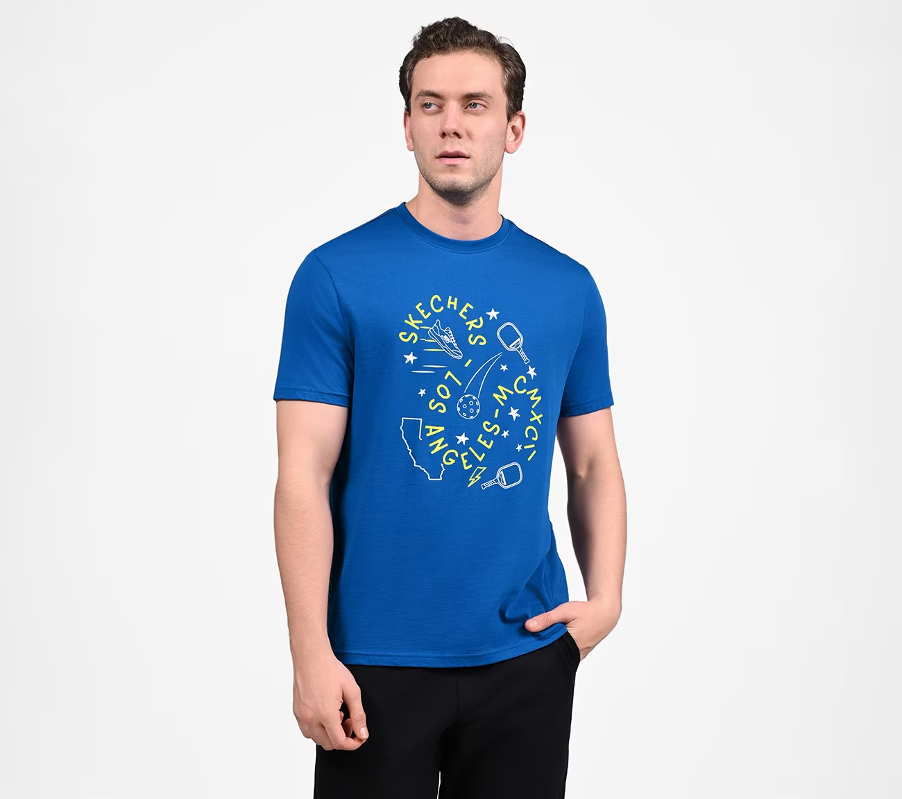 CORE VARSITY DOODLE TEE, ROYAL BLUE Apparel Lateral View