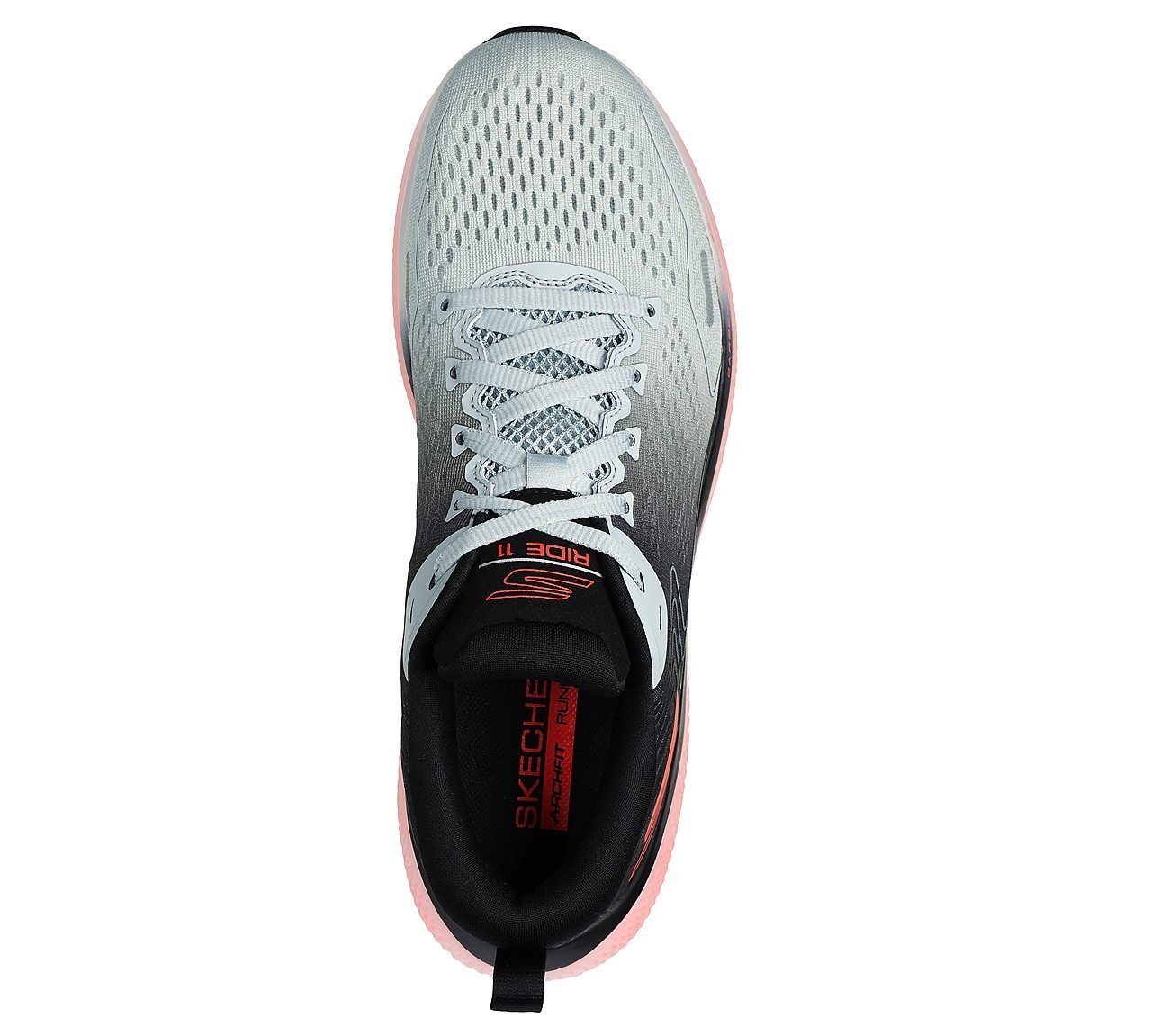 GO RUN RIDE 11, GGREY/BLACK Footwear Top View