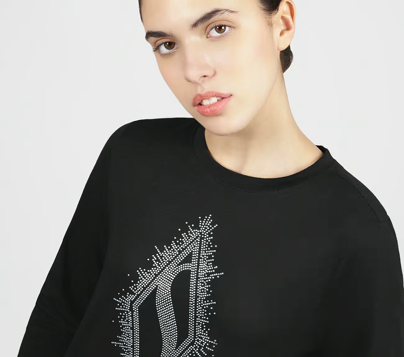 RHINESTONE BURST LS TEE, BBBBLACK Apparel Right View