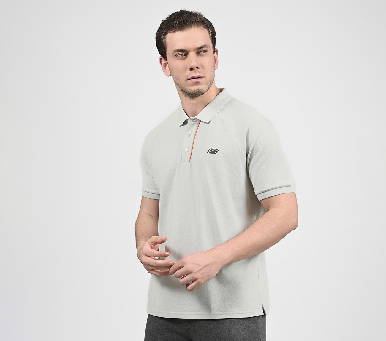 OASIS TIPPING POLO, GREY/LAVENDER Apparel Top View