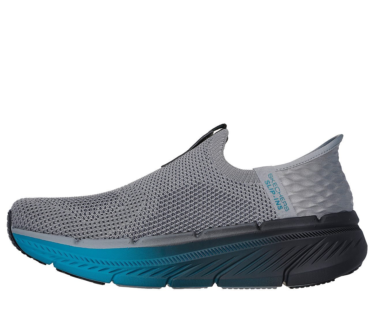 SKECHERS SLIP-INS: MAX CUSHIONING PREMIER 2, GREY/BLUE Footwear Left View