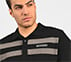 BRANDED DOUBLE PLACKET POLO, BLACK