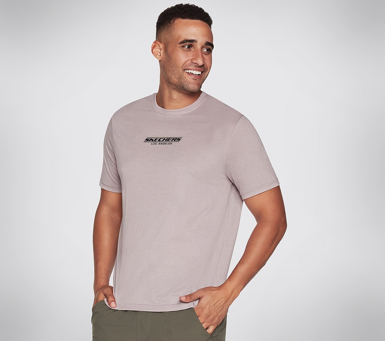 ACTION T-SHIRT, TAUPE/LAVENDER Apparels Lateral View