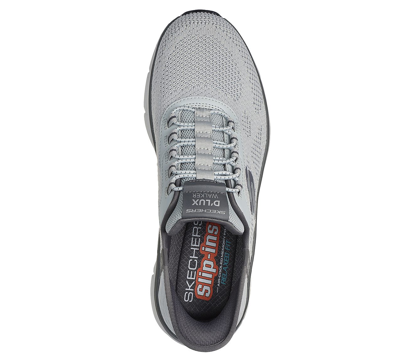 SKECHERS SLIP-INS RF: D'LUX WALKER 2.0 - REZINATE, GREY Footwear Top View